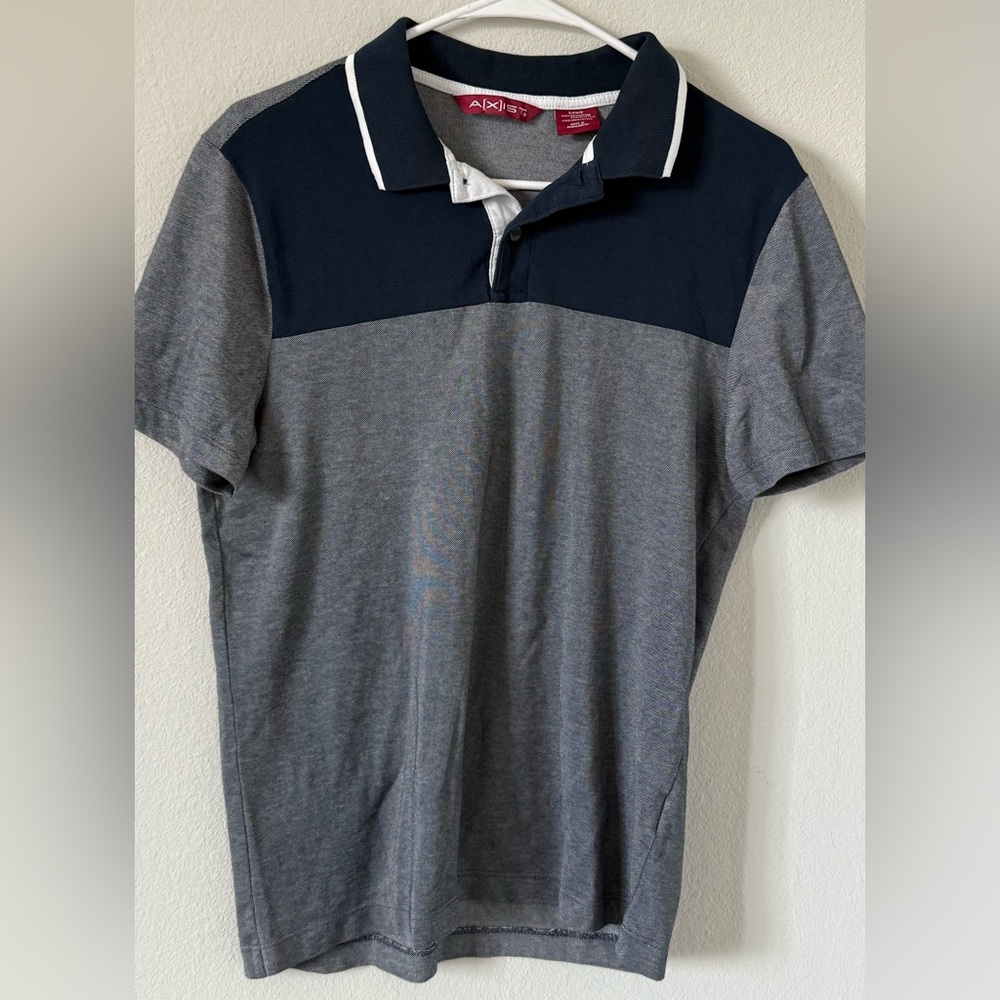 Axist Men's Short Sleeve Polo Shirt - Navy and Gray